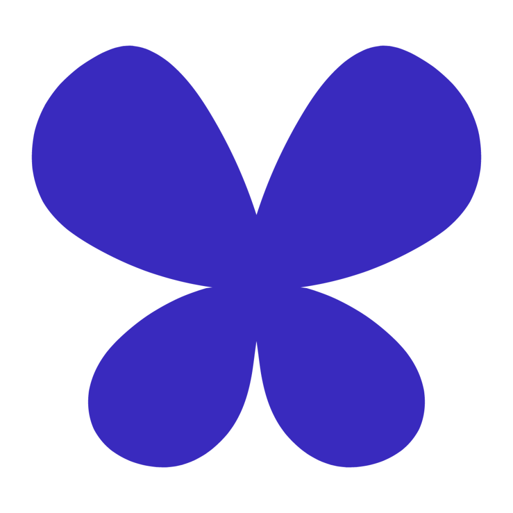 Forma de mariposa azul representativa de Kult, tienda de K-Pop en Madrid